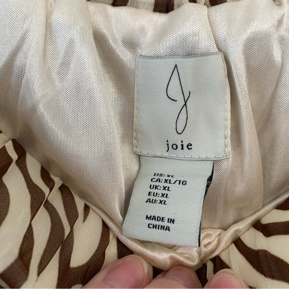 Joie Abstract Zebra Print Midi Pleated Cream and Brown Skirt Sz L NWOT - Picture 6 of 7